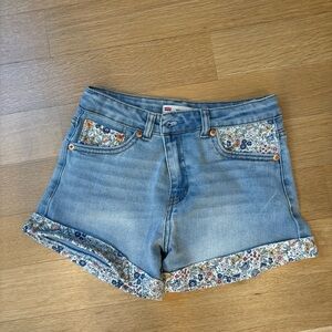 Levi's Blue Jean Shorts with Floral Accents
